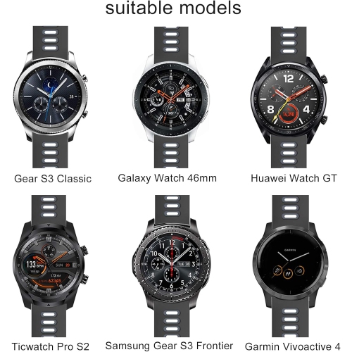 Band for Samsung Gear S3 Frontier/Gear S3 Classic/Galaxy Watch 46mm,22mm Quick Release Soft Silicone