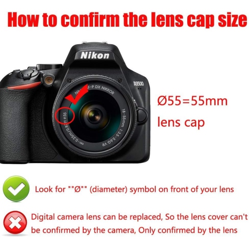 Lens Cap for Nikon D3500 D5600 w/AF-P 18-55mm for EF-M 11-22mm 18-150mm for Sony DSC-HX400 HX300 (3 Pack)