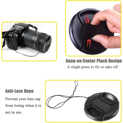 40.5mm Snap-On Lens Cap for Sony 16-50mm f/3.5-5.6 lens for Sony Alpha a6600 a6500 a6400 a5000[2 Packs], Fire-Rock Lens