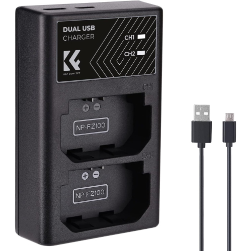 Image 1 of 5.. NP-FZ100 Battery Charger, Dual Slot Fast Charger for Sony NP-FZ100 Battery Compatible with Sony ZV-E1, FX3,