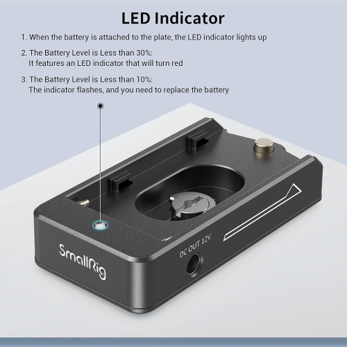 NP-F plaque d'adaptateur de batterie Lite pour batterie NP-F de Sony, avec port de sortie 12 V/7,4 V, voyant DEL de batterie faible, ABS