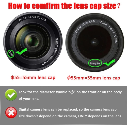 Capuchon d'objectif 52&nbsp;mm pour appareil photo D850 D7500 D3500 de Nikon avec objectif AF-S 18-55&nbsp;mm，appareil photo EOS 90&nbsp;deniers,