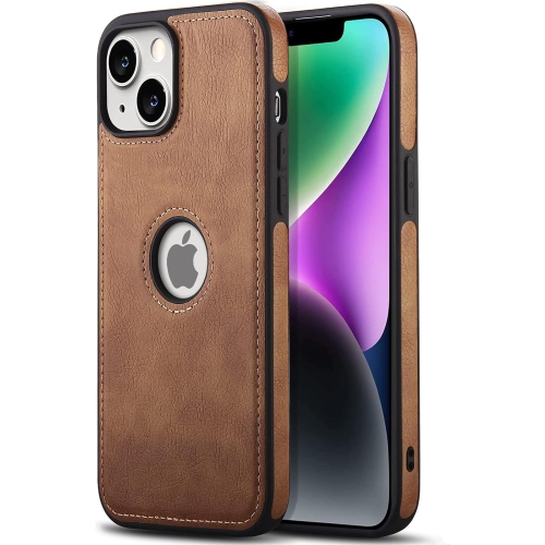 Compatible with iPhone 14 Case 6.1 Inch Premium Leather TPU Hybrid Case Cover,Brown