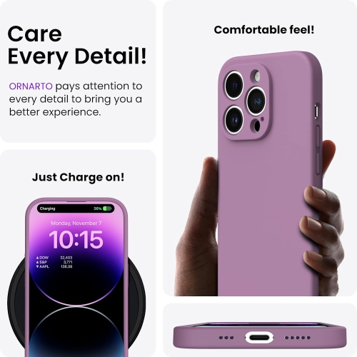 Compatible with iPhone 14 Pro Case, with 2 x Screen Protector Liquid Silicone Gel Rubber Cover [Full Body]