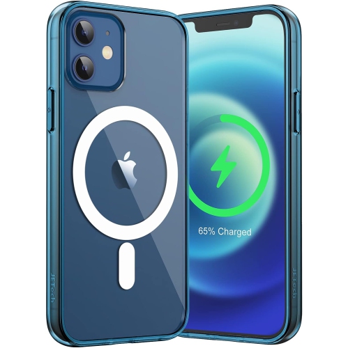 Image 1 de 5.. Étui magnétique pour iPhone 12 Mini de 5,4 po compatible avec le chargement sans fil MagSafe, rebord protecteur pour téléphone antichoc