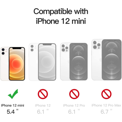 Étui magnétique pour iPhone 12 Mini de 5,4 po compatible avec le chargement sans fil MagSafe, rebord protecteur pour téléphone antichoc