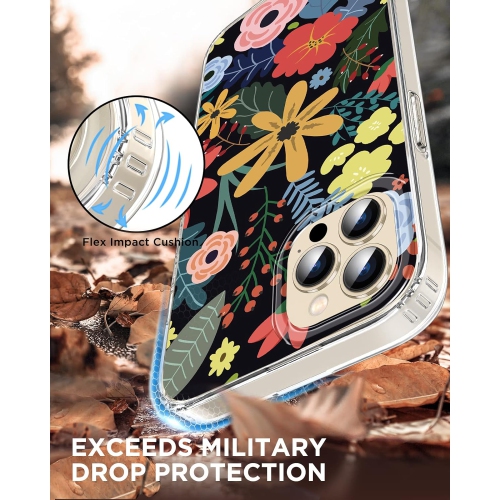 Étui iPhone 14 Pro avec protecteur d'écran, motif floral bohémien Cute pour femmes, coupe ajustée pour iPhone 14