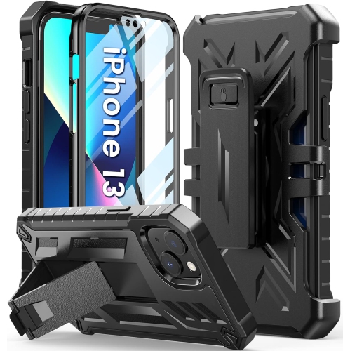 GENERIC  for Iphone 13 Case Protective Cover: Heavy Duty Military Grade Hard Protection With Belt Clip | Shock Proof Grip