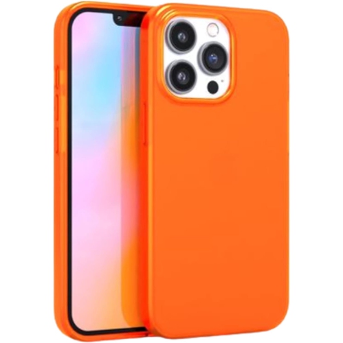 - iPhone 11Pro Max étui protecteur orange néon transparent, TPU et polycarbonate antichoc brillant -