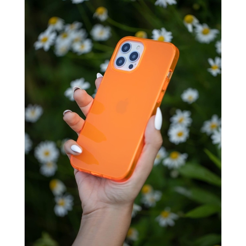 - iPhone 11Pro Max étui protecteur orange néon transparent, TPU et polycarbonate antichoc brillant -