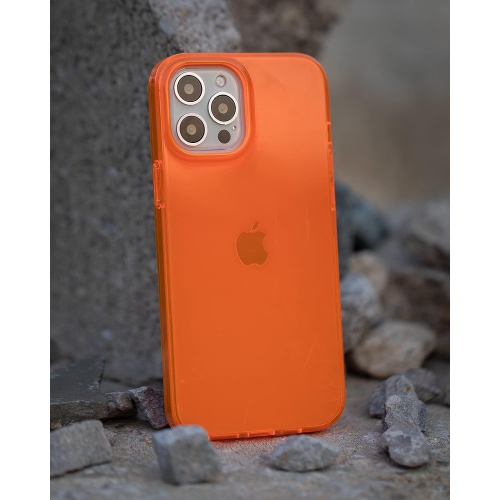 - iPhone 11Pro Max étui protecteur orange néon transparent, TPU et polycarbonate antichoc brillant -