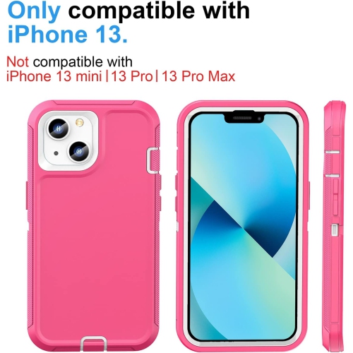 Designed for iPhone 13 Case with 2 Screen Protector Tempered Glass, [Military Drop Protection] [3-Layers] Shockproof