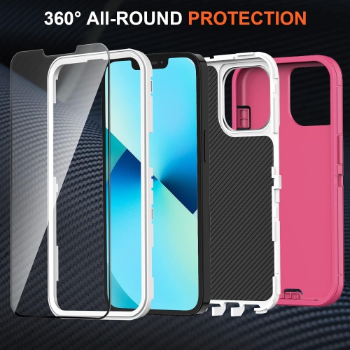 Designed for iPhone 13 Case with 2 Screen Protector Tempered Glass, [Military Drop Protection] [3-Layers] Shockproof