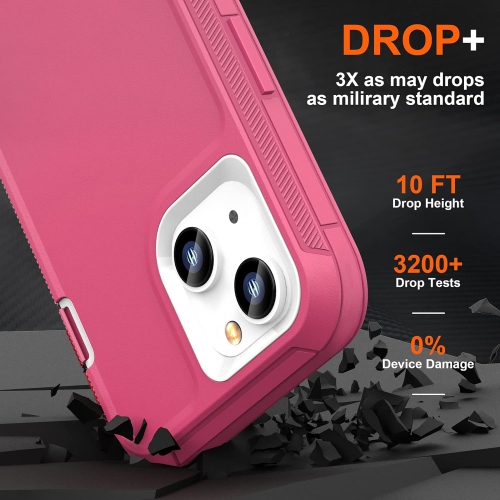 Designed for iPhone 13 Case with 2 Screen Protector Tempered Glass, [Military Drop Protection] [3-Layers] Shockproof