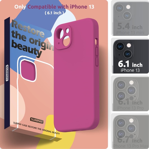 Étui en silicone compatible avec l'étui iPhone 13 6,1&nbsp;po, avec gel souple en silicone liquide pour protection d'appareil photo