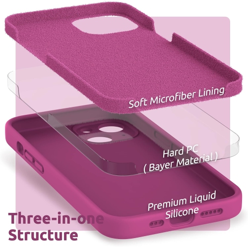 Étui en silicone compatible avec l'étui iPhone 13 6,1&nbsp;po, avec gel souple en silicone liquide pour protection d'appareil photo