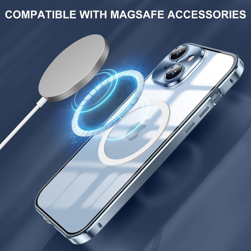 Case for iPhone 14, 360 Degree Double-Sided Protection Compatible with Magsafe Magnetic Adsorption Metal