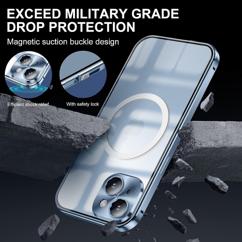 Case for iPhone 14, 360 Degree Double-Sided Protection Compatible with Magsafe Magnetic Adsorption Metal