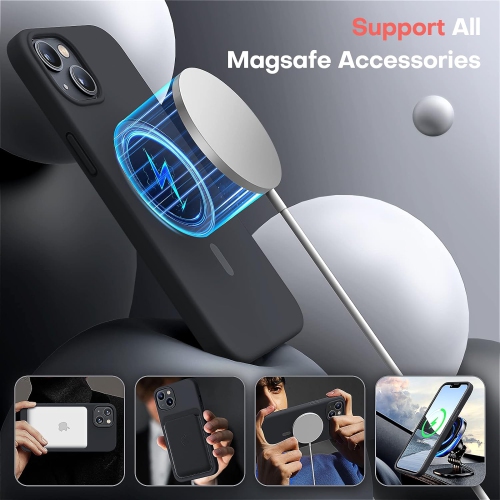 Magnétique 3-en-1 pour étui iPhone 13 avec MagSafe, 2 protecteurs d'écran + 2 protecteurs d'objectif pour appareil photo,