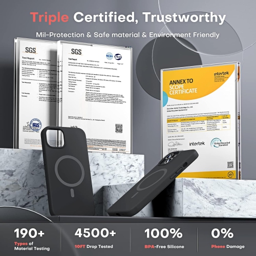 Magnétique 3-en-1 pour étui iPhone 13 avec MagSafe, 2 protecteurs d'écran + 2 protecteurs d'objectif pour appareil photo,