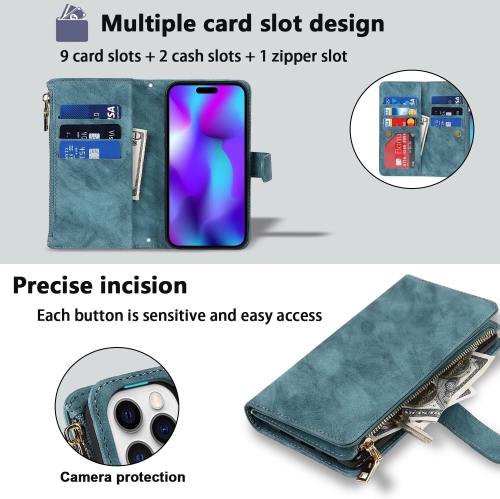 etui iPhone 14 Pro Case Wallet with Card Holder,iPhone 14 Pro Phone case for Women,Crossbody Zipper Wallet