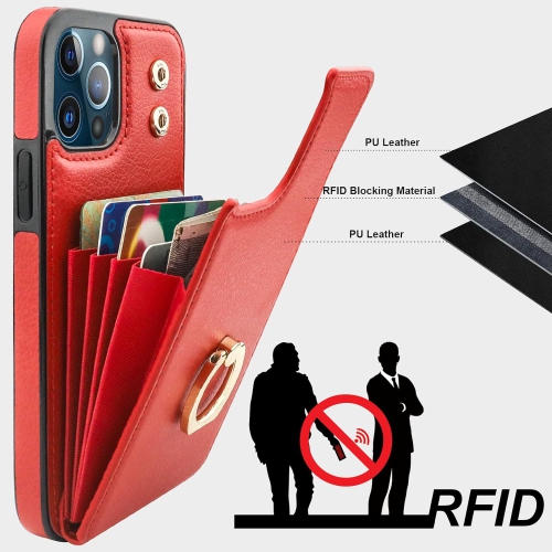Compatible with iPhone 12 Pro Max Case Wallet with Card Holder, 360°Rotation Finger Ring Holder Kickstand