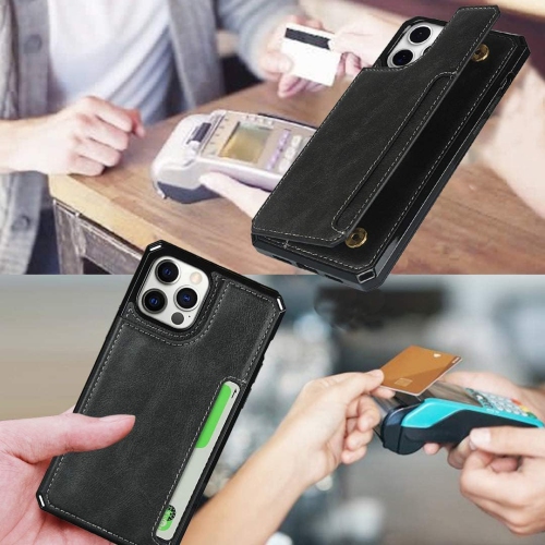 for iPhone 12 Case/12 Pro 5G Case, Wallet Case with Card Holder [4 Card Slots] [Wrist Strap] PU Leather