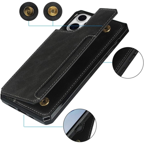 for iPhone 12 Case/12 Pro 5G Case, Wallet Case with Card Holder [4 Card Slots] [Wrist Strap] PU Leather