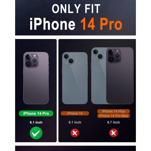 Case for iPhone 14 Pro 5G 2022, Genuine Leather Wallet Magnetic Folio Case RFID Blocking Card Holder Kickstand