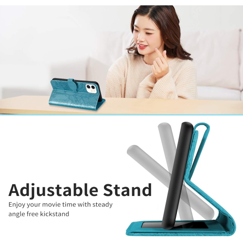 iPhone 12 Mini Wallet Case with Card Holder/Slot,PU Leather Flip Folio Shell [Magnetic Closure][Wrist