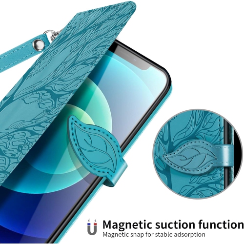 iPhone 12 Mini Wallet Case with Card Holder/Slot,PU Leather Flip Folio Shell [Magnetic Closure][Wrist