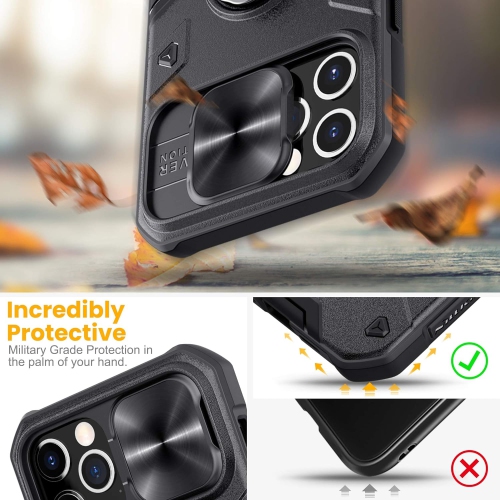 Compatible avec les étuis pour iPhone 12 Pro/12, CamShield Armor avec Slide Cover, PC et TPU résistant aux chocs