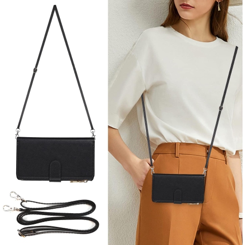 for iPhone 14 Plus Wallet Case with Card Holder and Crossbody Lanyard,PU Leather Magnetic Closure Zipper Pocket