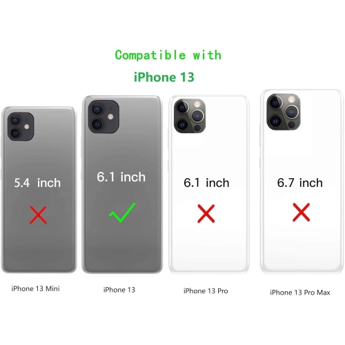 iPhone – Étui 13 avec porte-cartes, étui-portefeuille à bandoulière pour iPhone 13 avec dragonne pour femmes，[Support à anneau béquille]