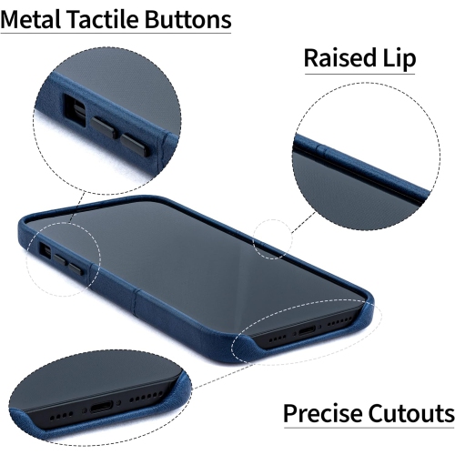 Card Case for iPhone 14 Plus with Built-in Metal Plate for Magnetic Mounting & 2 Pockets: Exec M2 Premium