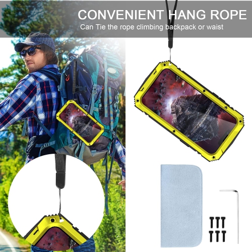 for iPhone 13 Case,Waterproof Shockproof Hard Case Aluminum Metal Gorilla Glass Military Heavy Duty Sturdy Protector