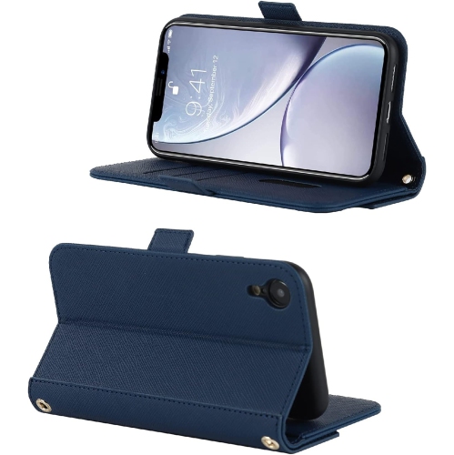 Crossbody Wallet for iPhone XR Case with Adjustable Lanyard Strap Credit Card Holder 6.1",PU Leather Handbag