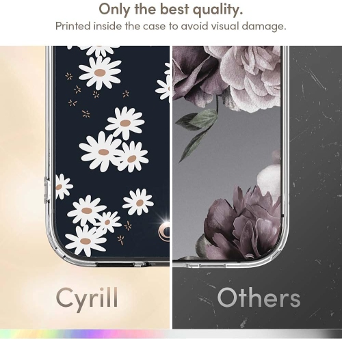 Cecile compatible avec l'étui protecteur floral transparent pour iPhone 13 - Marguerite blanche