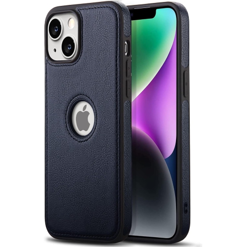 Compatible with iPhone 14 Case 6.1 Inch Premium Leather TPU Hybrid Case Cover, Navy Blue