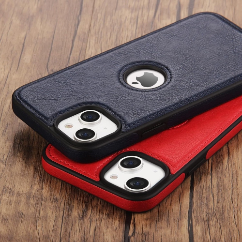 Compatible with iPhone 14 Case 6.1 Inch Premium Leather TPU Hybrid Case Cover, Navy Blue