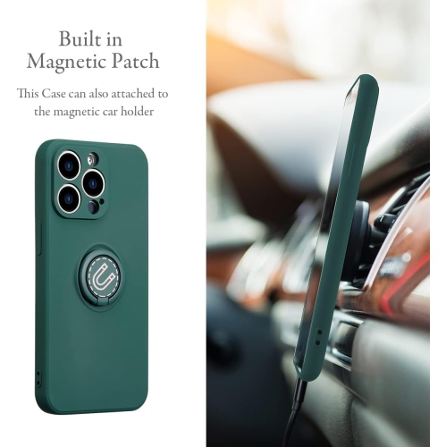 Ring Holder Case for iPhone 14 Pro 6.1 inch, Slim Liquid Silicone Phone Case with 360 Rotatable Ring Holder