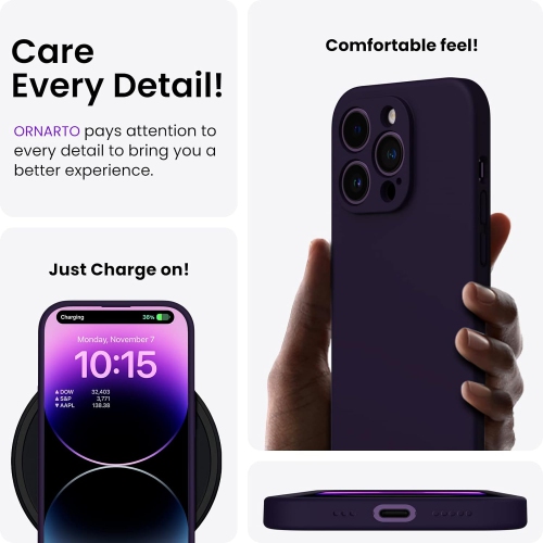 Compatible with iPhone 14 Pro Case, with 2 x Screen Protector Liquid Silicone Gel Rubber Cover [Full Body]