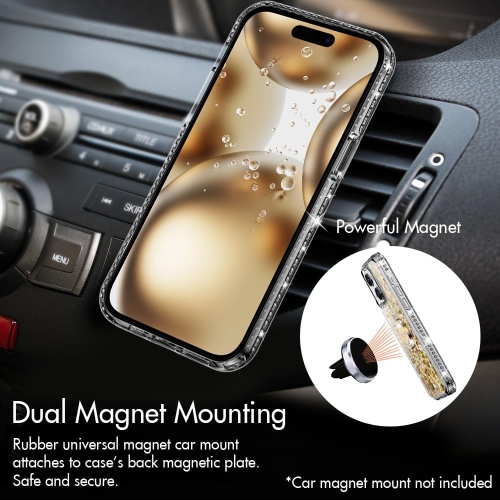 for iPhone 14 Plus Case with Ring Kickstand Lanyard, Moving Liquid Glitter Sparkle Holographic, Girls Women