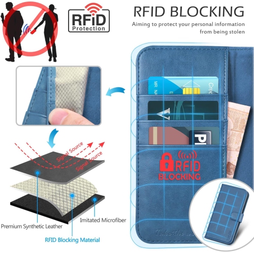 iPhone 11 Pro Case, iPhone 11 Pro Wallet Case RFID Protective + Auto Wake Sleep Card Slots Kickstand Magnetic