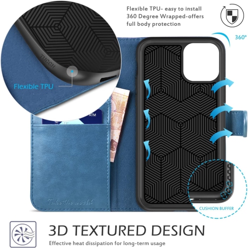 iPhone 11 Pro Case, iPhone 11 Pro Wallet Case RFID Protective + Auto Wake Sleep Card Slots Kickstand Magnetic