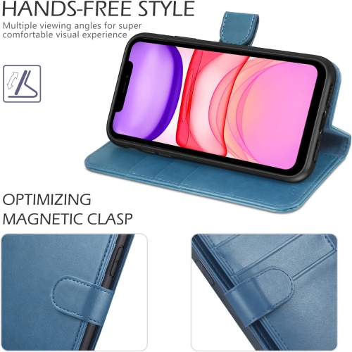 iPhone 11 Pro Case, iPhone 11 Pro Wallet Case RFID Protective + Auto Wake Sleep Card Slots Kickstand Magnetic