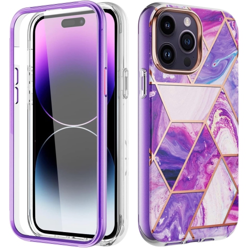 GENERIC  Phone Case for Iphone 14 Pro Max 6.7 Inch With Screen Protector Cover Hybrid Luxury Cute Marble Full Body Hard