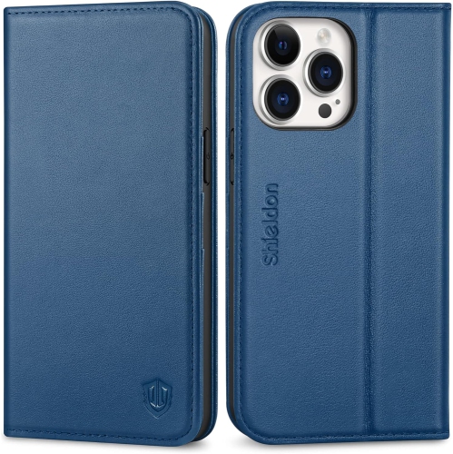 Case for iPhone 14 Pro Max 6.7 inch, Genuine Leather Wallet Case RFID Blocking Credit Card Holder Magnetic