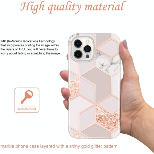 iPhone 12 Pro Max Case Bling Glitter Sparkle Marble Design Clear Bumper TPU Soft Rubber Silicone Cover Phone