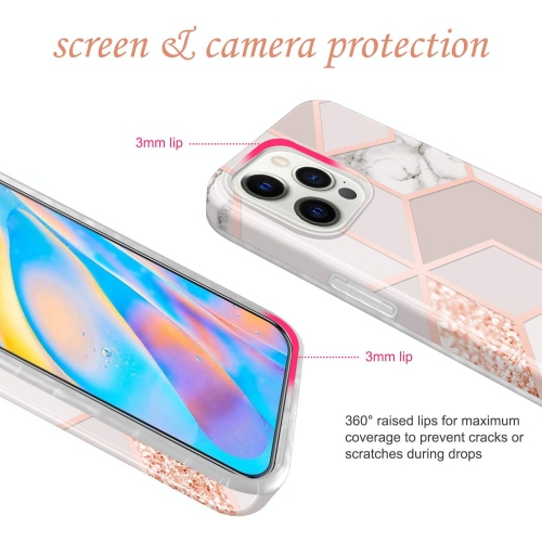 iPhone 12 Pro Max Case Bling Glitter Sparkle Marble Design Clear Bumper TPU Soft Rubber Silicone Cover Phone